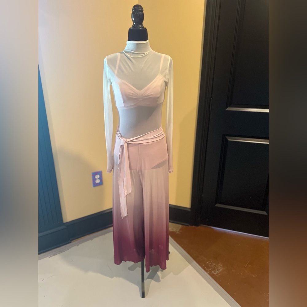 The Line Up Nicola pink ombré unitard Adult small SHORT dance costume